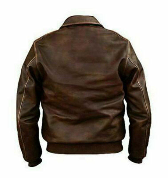 Noora Mens Antique Brown Bomber Leather Jacket With Branded YKK Zipper | Dark Brown Biker Bomber Leather Jacket SU0101
