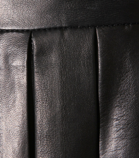 Noora Women's Black Lambskin Knife Pleated Leather Skirt | Designer Black Above Knee Leather Skirt | Black knife pleated mini skirt SU0105