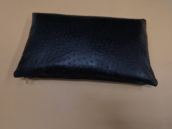 Noora Ostrich Print Leather Cushion Cover | Home & Living Decor | Rectangle Shape Black Lumbar Pillow Cover | Housewarming Decor | SK83