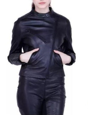 Noora New Womens Lambskin Black Leather Jacket With Quilted Designer Jacket, Trendy Biker Style Jacket YK0253