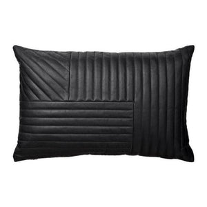 Noora Authentic Lambskin Leather Cushion Cover | Decorative Throw Pillow Case | Black Lumbar Cover for Couch | Housewarming Gifts YK05
