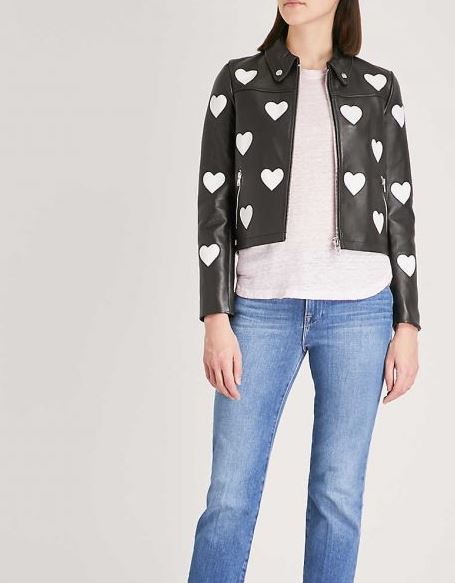 Noora Womens Black & White Lambskin Leather Jacket | White HEART Style Jacket | Color Block Jacket | Motorcycle Jacket YK047