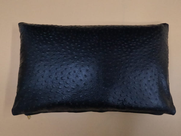 Noora Ostrich Print Leather Cushion Cover | Home & Living Decor | Rectangle Shape Black Lumbar Pillow Cover | Housewarming Decor | SK83