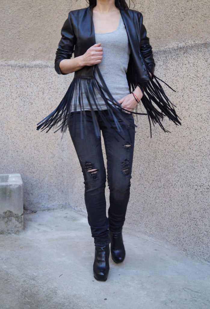 Designer leather sales jacket womens