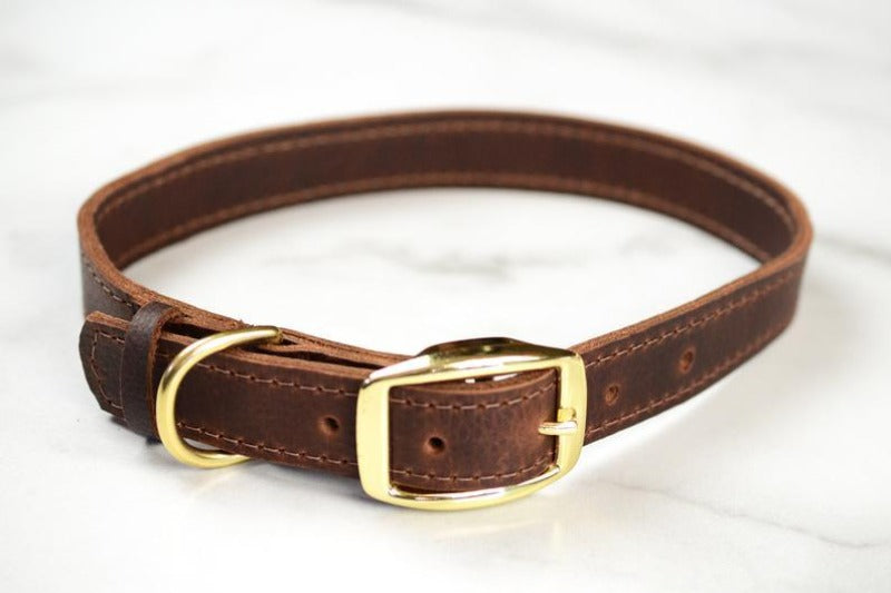 Noora Lambskin Brown Leather Dog Collar Belt With Braas Buckle, Pets Collar Belt YK0220