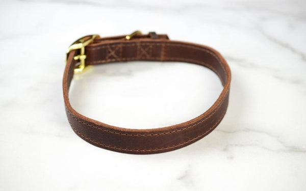 Noora Lambskin Brown Leather Dog Collar Belt With Braas Buckle, Pets Collar Belt YK0220