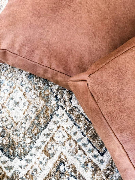 Noora Lambskin Tan Leather Seat Cushion Cover, Dining Cushion, Table Seat Cover, Home sweet Cover, Modern pillow cover YK0218