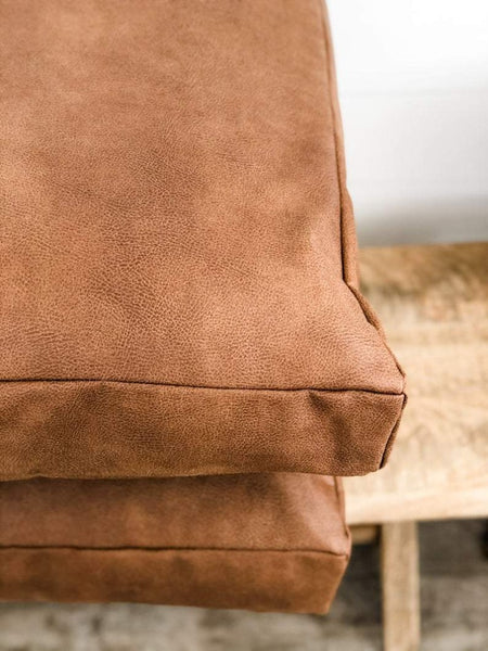 Noora Lambskin Tan Leather Seat Cushion Cover, Dining Cushion, Table Seat Cover, Home sweet Cover, Modern pillow cover YK0218