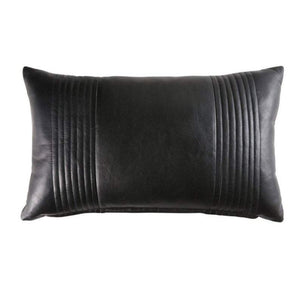Noora Black Quilted  Leather Cushion Covers, Home Décor, Housewarming, Black  Pillow Cover| Rectangle pillow Cover SU0167