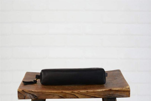 Noora Black Lambskin Leather Dopp Kit, Classic Travel Bag, Groomsmen Gift YK0214