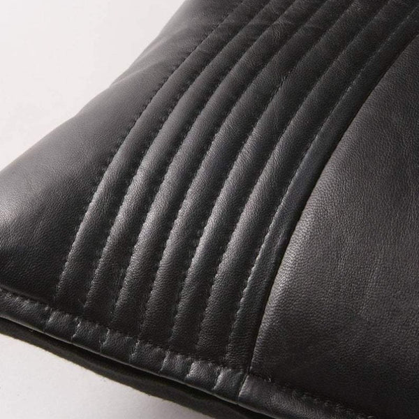 Noora Black Quilted  Leather Cushion Covers, Home Décor, Housewarming, Black  Pillow Cover| Rectangle pillow Cover SU0167