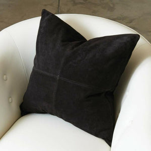 Noora Black Suede Leather Cushion Covers, Square Home Décor, Black Suede Pillow Cover|SU0141