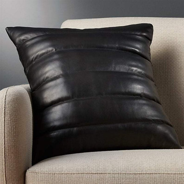 NOORA 100% Real Lambskin Tan Leather pillow cover, Quilted Pillow Cover for Bedroom, Living Room,Housewarming Cover YK013