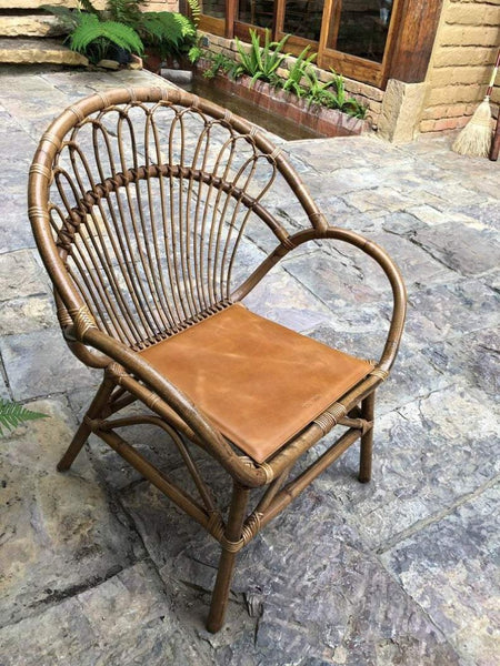 NOORA Customized Genuine Tan Leather Seat Cushion Cover, Dining Cushion, Table Seat YK0213
