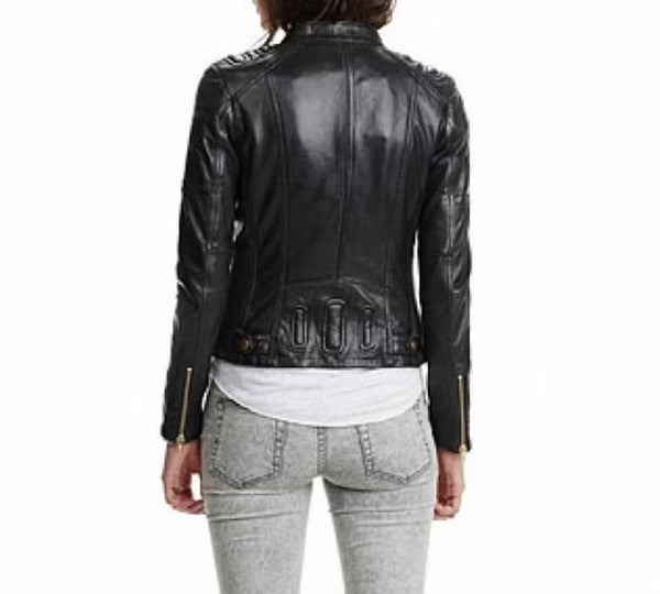 Noora Women's Lambskin Leather Jacket | Motorcycle Leather Jacket | Western Style Jacket For Girls | Modern Party wear Leather Jacket | Best Birthday Gift For Her | SK03
