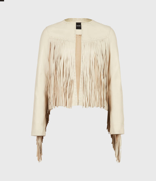 Women's White Leather Jacket | Noora International