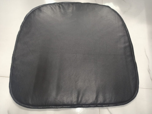 Lambskin Leather BLACK ROUND CHAIR PAD | Curvy Shape Rounded Edge Chair Pad |Dining Seat Pad for Home and Office - Noora International