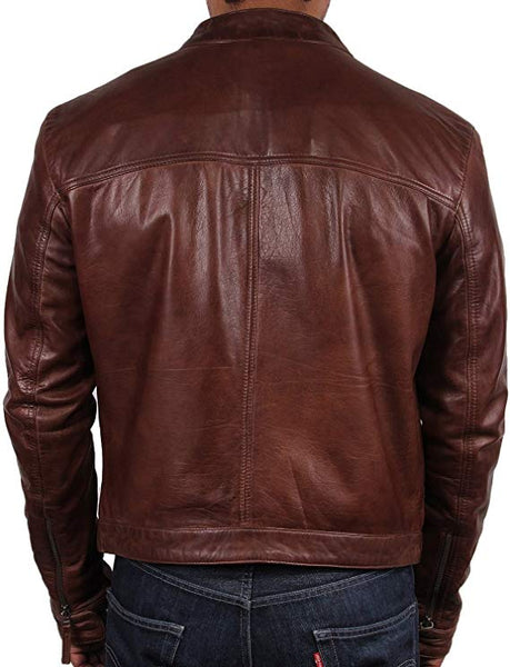 Noora New Lambskin Men Dark Brown Leather Jacket, Biker Jacket | Western Style Leather Jacket YK095