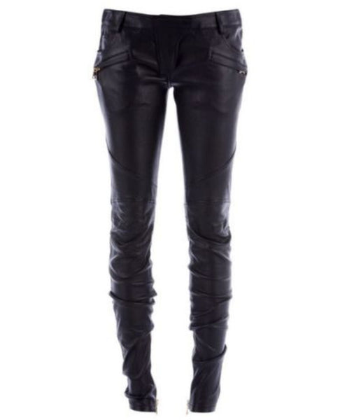 Men’s Solid Black leather trousers - Noora International