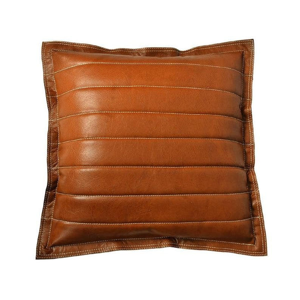 NOORA 100% Authentic Lambskin Brown Leather Pillows Cover For Couch, Quilted Designer Home Decor, Gift For Special YK0215 - Noora International