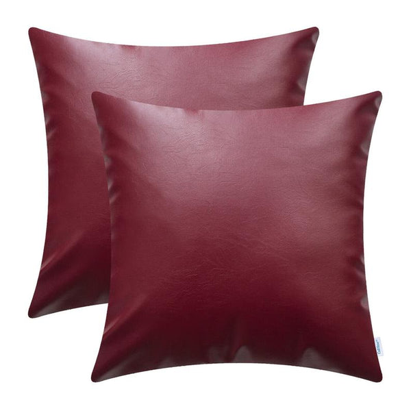 NOORA 100% Authentic Lambskin Burgundy Leather Pillows Cover For Couch, Home Decor, Gift For Special Pillow Cover YK092 - Noora International