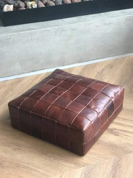 NOORA 100% Lambskin Leather Seat Cushion Cover,Quilted Designer Sofa Cushion Case, Table Seat rt234 - Noora International