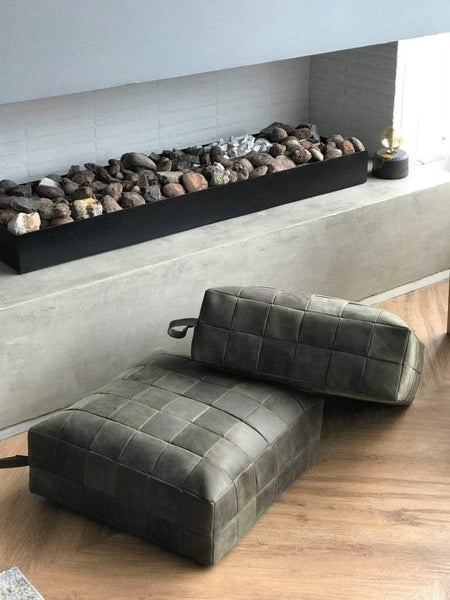 NOORA 100% Lambskin Leather Seat Cushion Cover,Quilted Designer Sofa Cushion Case, Table Seat rt234 - Noora International