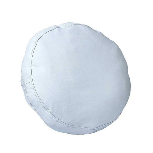 NOORA 100% Lambskin Round Leather Pillow Cover ,Sofa Cushion Case, Decorative Circular White Cushion Throw Covers for Living Room - Noora International