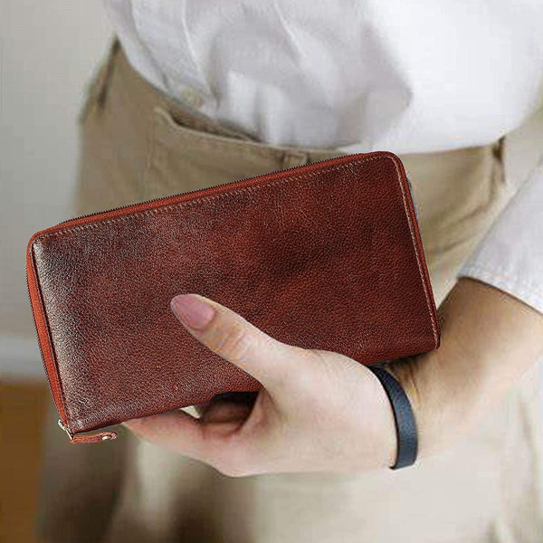 NOORA 100% personalized wallet Dark Brown Leather Unisex Passport Holder | Document Holder | carry checkbook & passbook | SK11 - Noora International