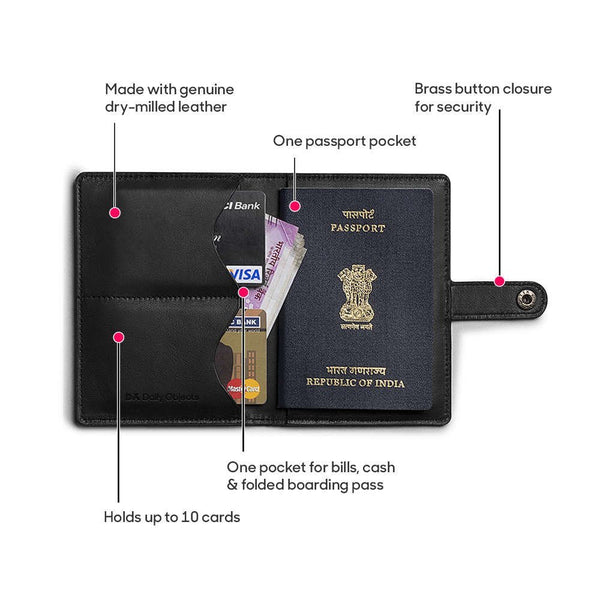 NOORA 100% personalized wallet for men's , Genuine BLACK Travel Passport Holder Credit Card Wallet Case - SK12 - Noora International