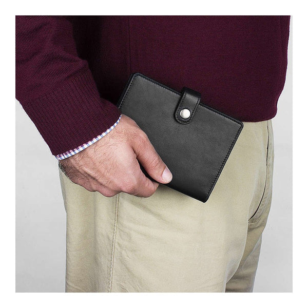 NOORA 100% personalized wallet for men's , Genuine BLACK Travel Passport Holder Credit Card Wallet Case - SK12 - Noora International