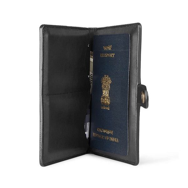 NOORA 100% personalized wallet for men's , Genuine BLACK Travel Passport Holder Credit Card Wallet Case - SK12 - Noora International