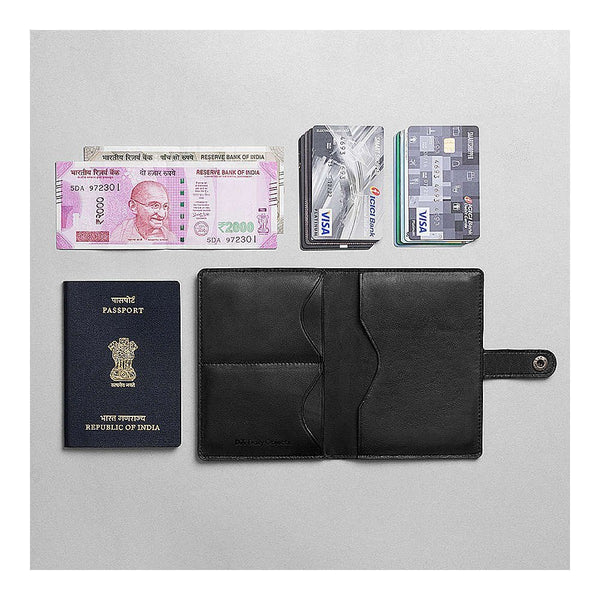 NOORA 100% personalized wallet for men's , Genuine BLACK Travel Passport Holder Credit Card Wallet Case - SK12 - Noora International