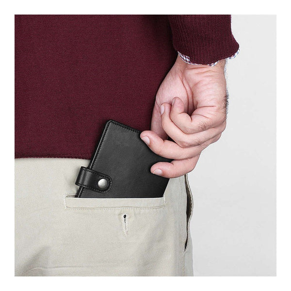 NOORA 100% personalized wallet for men's , Genuine BLACK Travel Passport Holder Credit Card Wallet Case - SK12 - Noora International
