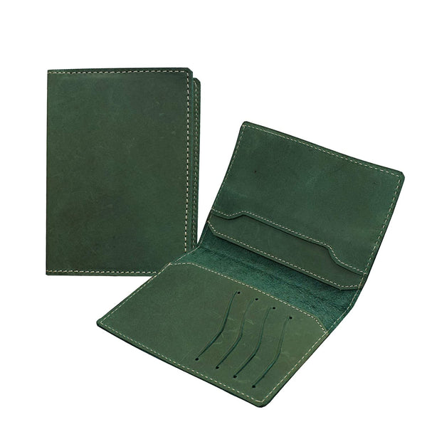 NOORA 100% personalized wallet for men's ,Green Leather Passport Wallet for Men and Women - SK5 - Noora International