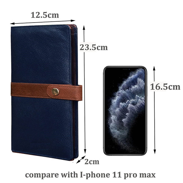 NOORA 100% personalized wallet for Women's, Blue-Tan Leather Passport Wallet, Women's Gift - SK10 - Noora International