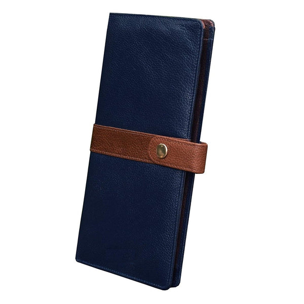 NOORA 100% personalized wallet for Women's, Blue-Tan Leather Passport Wallet, Women's Gift - SK10 - Noora International