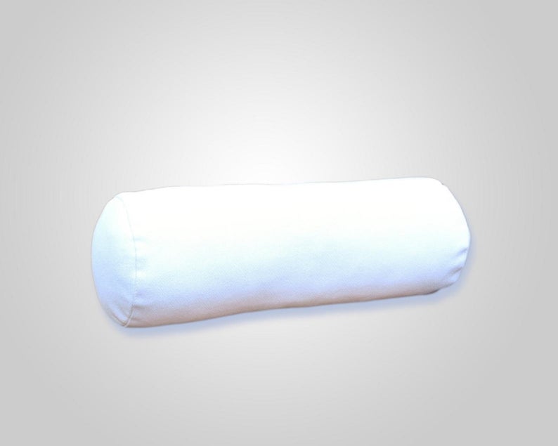 Real Lambskin Leather White Stain Resistant Bolster Neck Roll Pillow Cover, Zippered Pillow Cover