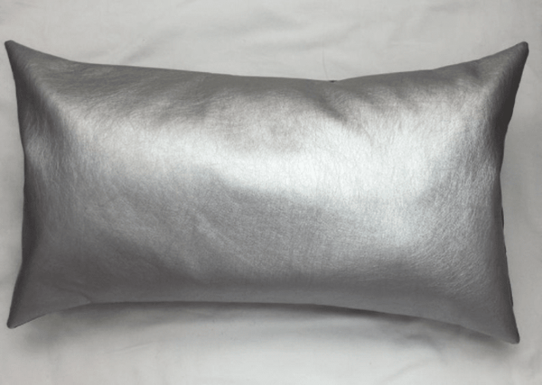 NOORA 100% Real Lambskin Leather Cushion Cover, Housewarming Metallic Silver Rectangle Pillow Cover,Home Decor YK90 - Noora International