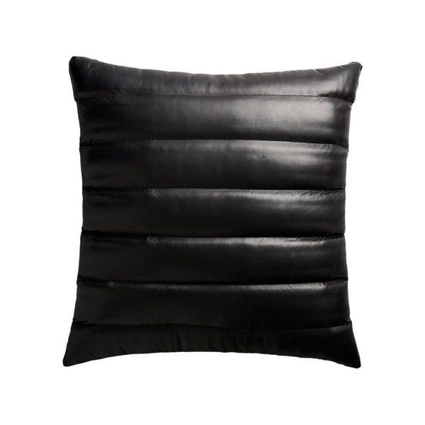 NOORA 100% Real Lambskin Leather pillow cover, Black Square Pillow, Housewarming, Home & Living Decor, Quilted Pillow Cover YK13 - Noora International