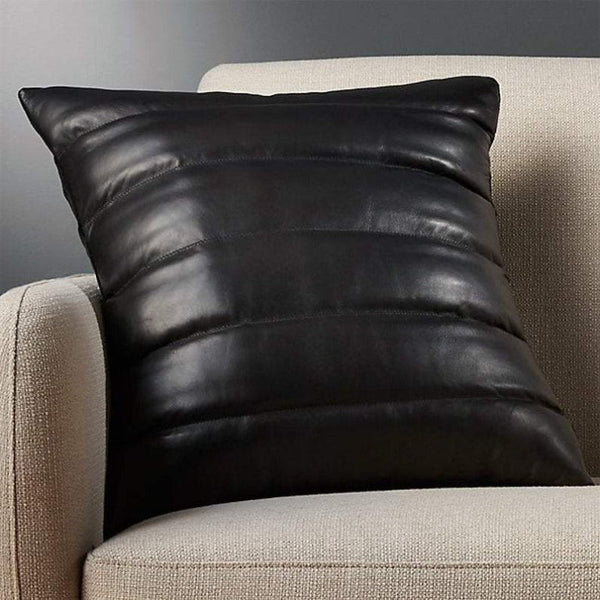 NOORA 100% Real Lambskin Tan Leather pillow cover, Quilted Pillow Cover for Bedroom, Living Room,Housewarming Cover YK013 - Noora International