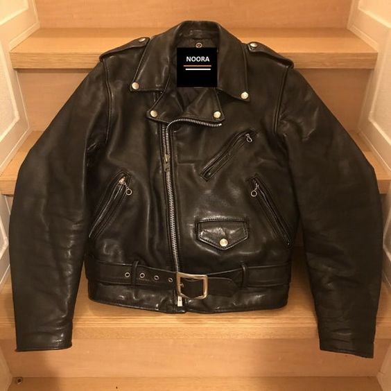 NOORA 100 % Real New Men's Handmade double motorcycle jacket Biker Racer 641 Slim Fit Black Lambsk - Noora International