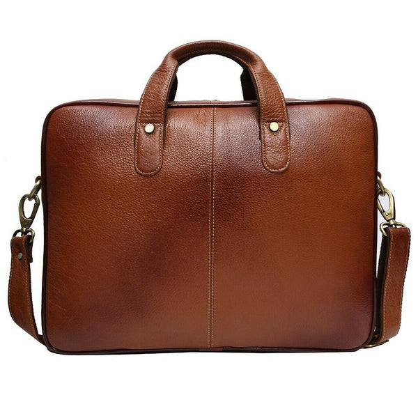 NOORA 13 inch Men's Genuine Leather Messenger Shoulder Briefcas Brown Bag QD317 - Noora International