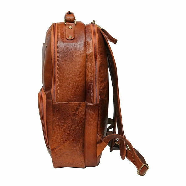 NOORA 18 inch Pure Tan Leather Backpack Bag for Laptop Office men and women QD13 - Noora International