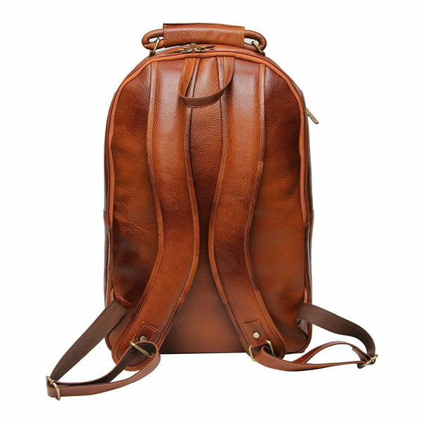 NOORA 18 inch Pure Tan Leather Backpack Bag for Laptop Office men and women QD13 - Noora International