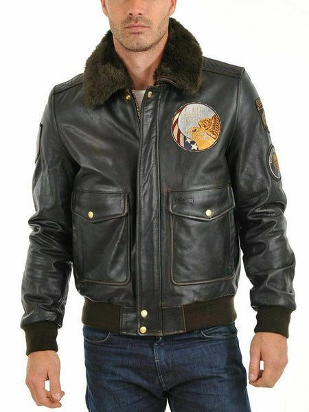 Noora 80s Black Real LambSikn Leather Men Jacket Casual Bomber Warmed Jacket/Coat Motorcycle fridge - Noora International