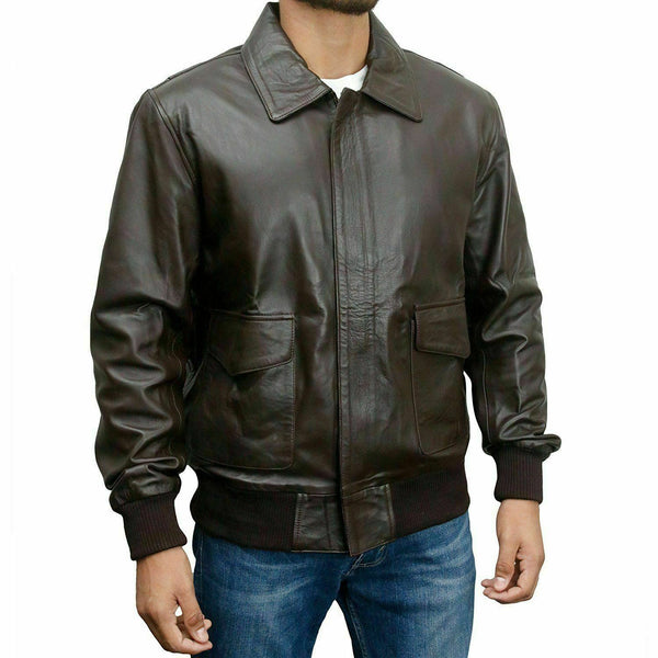 NOORA A2 US Pilots Flying Leather Jacket Bomber WW2 American Air force S - 3XL - Noora International