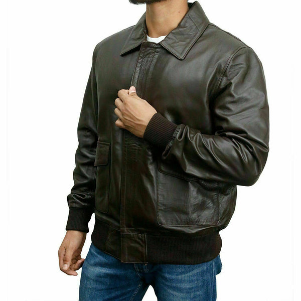 NOORA A2 US Pilots Flying Leather Jacket Bomber WW2 American Air force S - 3XL - Noora International