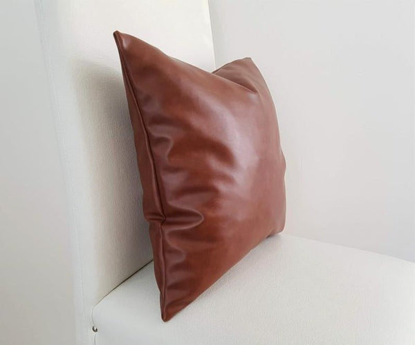 Noora Antique Brown Lambskin Leather pillow cover, Square Pillow, Housewarming, Home & Living Décor SU0148 - Noora International