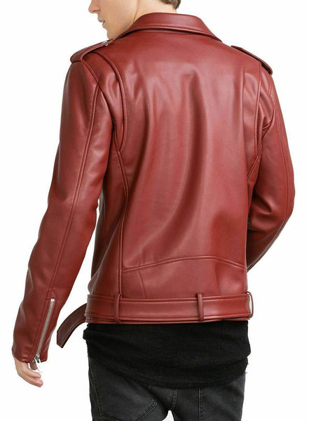 Noora Arnold Schwarzenegger Terminator Genuine Leather Biker Bomber Style Jacket - Noora International